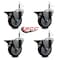 Service Caster 5'' Maroon Poly Swivel 7/16'' Grip Ring Stem Caster Set with Brake, 4PK SCC-GR20S514-PPUB-MRN-PLB-716138-4 - alternate 2